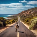 Ai Generated illustration Wildlife Concept of Kangaroo island road South Australia Royalty Free Stock Photo