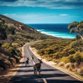 Ai Generated illustration Wildlife Concept of Kangaroo island road South Australia Royalty Free Stock Photo