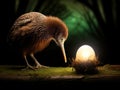 Ai Generated illustration Wildlife Concept of Kiwi bird and an egg Royalty Free Stock Photo