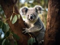 Ai Generated illustration Wildlife Concept of Koala bear in forest zoo. Royalty Free Stock Photo