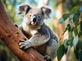 Ai Generated illustration Wildlife Concept of Koala bear in forest zoo. Royalty Free Stock Photo