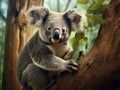 Ai Generated illustration Wildlife Concept of Koala bear in forest zoo. Royalty Free Stock Photo