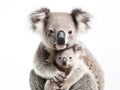 Ai Generated illustration Wildlife Concept of Koala bears in front of a white background