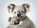 Ai Generated illustration Wildlife Concept of Koala bears in front of a white background