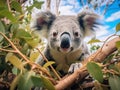 Ai Generated illustration Wildlife Concept of A Koala wild free on Stradbroke Island Australia Royalty Free Stock Photo