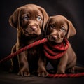 Ai Generated illustration Wildlife Concept of Labrador puppy holding lead