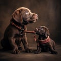 Ai Generated illustration Wildlife Concept of Labrador puppy holding lead