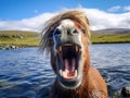 Ai Generated illustration Wildlife Concept of Laughing Horse