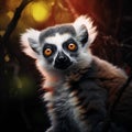 Ai Generated illustration Wildlife Concept of Lemur of Madagascar endemic species Royalty Free Stock Photo