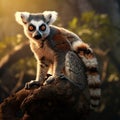 Ai Generated illustration Wildlife Concept of Lemur of Madagascar endemic species Royalty Free Stock Photo
