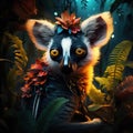 Ai Generated illustration Wildlife Concept of Lemur of Madagascar endemic species Royalty Free Stock Photo