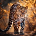 Ai Generated illustration Wildlife Concept of Leopard big spotted cat standing