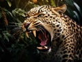 Ai Generated illustration Wildlife Concept of Leopard roar Royalty Free Stock Photo