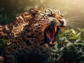 Ai Generated illustration Wildlife Concept of Leopard roar Royalty Free Stock Photo