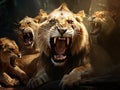 Ai Generated illustration Wildlife Concept of Lion s Bite Royalty Free Stock Photo