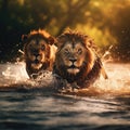 Ai Generated illustration Wildlife Concept of Lions in Zambia Royalty Free Stock Photo