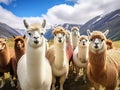 Ai Generated illustration Wildlife Concept of Llamas in Andes Mountains Peru