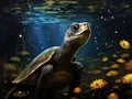 Ai Generated illustration Wildlife Concept of Long neck turtle Royalty Free Stock Photo