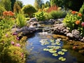 Ai Generated illustration Wildlife Concept of Making a Garden Pond Royalty Free Stock Photo