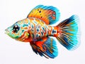 Ai Generated illustration Wildlife Concept of Mandarin fish isolated on white background Royalty Free Stock Photo