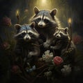 Ai Generated illustration Wildlife Concept of Manuel Antonio Raccoons Costa Rica