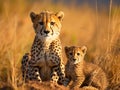 Ai Generated illustration Wildlife Concept of Masai Mara Cheetahs Royalty Free Stock Photo