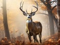 Ai Generated illustration Wildlife Concept of Massive Brow tined Whitetail Buck Royalty Free Stock Photo