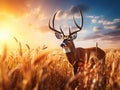 Ai Generated illustration Wildlife Concept of Massive Typical Whitetail Buck Royalty Free Stock Photo