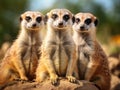 Ai Generated illustration Wildlife Concept of Meerkats - Suricata suricatta Royalty Free Stock Photo