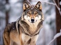 Ai Generated illustration Wildlife Concept of Mexican gray wolf (Canis lupus baileyi) Royalty Free Stock Photo