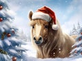 Ai Generated illustration Wildlife Concept of Miniature Christmas Horse