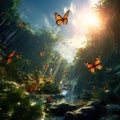 Ai Generated illustration Wildlife Concept of Monarch Butterfly Biosphere Reserve Mexico Royalty Free Stock Photo