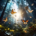 Ai Generated illustration Wildlife Concept of Monarch Butterfly Biosphere Reserve Mexico Royalty Free Stock Photo