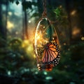 Ai Generated illustration Wildlife Concept of Monarch Chrysalis Royalty Free Stock Photo