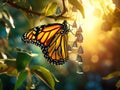 Ai Generated illustration Wildlife Concept of Monarch emerging Royalty Free Stock Photo