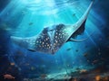 Ai Generated illustration Wildlife Concept of Motoro sting ray Royalty Free Stock Photo