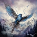 Ai Generated illustration Wildlife Concept of Mountain Bluebird Yellowstone National Park