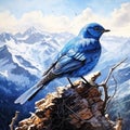 Ai Generated illustration Wildlife Concept of Mountain Bluebird Yellowstone National Park