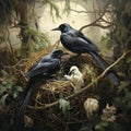 Ai Generated illustration Wildlife Concept of Nest of Magpie Pica pica Royalty Free Stock Photo