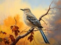 Ai Generated illustration Wildlife Concept of Northern Mockingbird