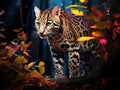 Ai Generated illustration Wildlife Concept of Ocelot Royalty Free Stock Photo