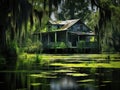 Ai Generated illustration Wildlife Concept of Old house in a swamp in New Orleans Royalty Free Stock Photo