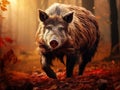 Ai Generated illustration Wildlife Concept of Old wild boar Royalty Free Stock Photo