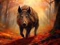 Ai Generated illustration Wildlife Concept of Old wild boar Royalty Free Stock Photo