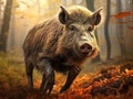 Ai Generated illustration Wildlife Concept of Old wild boar Royalty Free Stock Photo