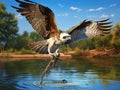 Ai Generated illustration Wildlife Concept of Osprey Carrying Fish Royalty Free Stock Photo