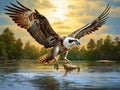 Ai Generated illustration Wildlife Concept of Osprey Carrying Fish Royalty Free Stock Photo