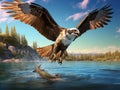 Ai Generated illustration Wildlife Concept of Osprey Carrying Fish Royalty Free Stock Photo