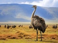 Ai Generated illustration Wildlife Concept of Ostrich - Struthio camelus camelus - Tanzania Royalty Free Stock Photo