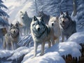 Ai Generated illustration Wildlife Concept of A Pack of wolves Royalty Free Stock Photo